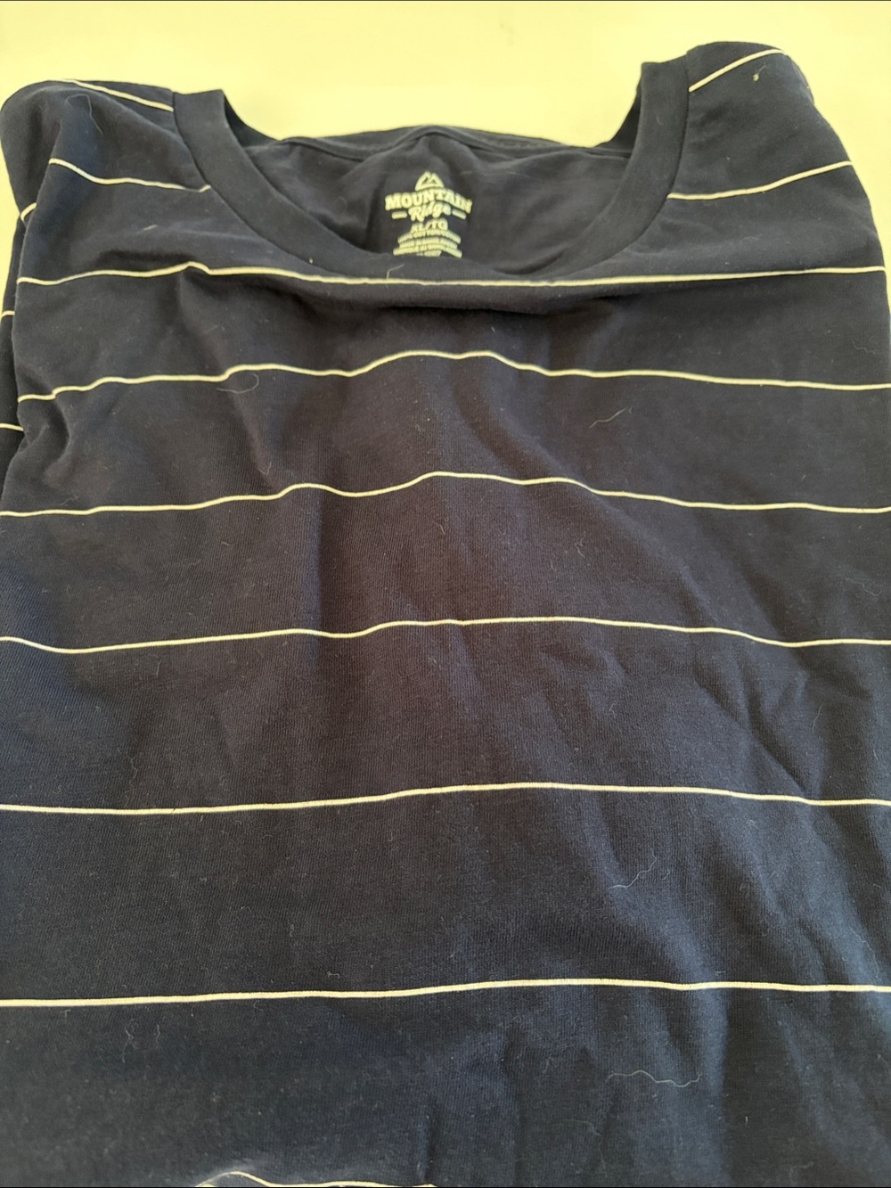 Navy Tee with Thin Yellow Stripes